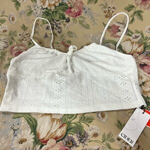 Cider White Tie Front Crop Camisole